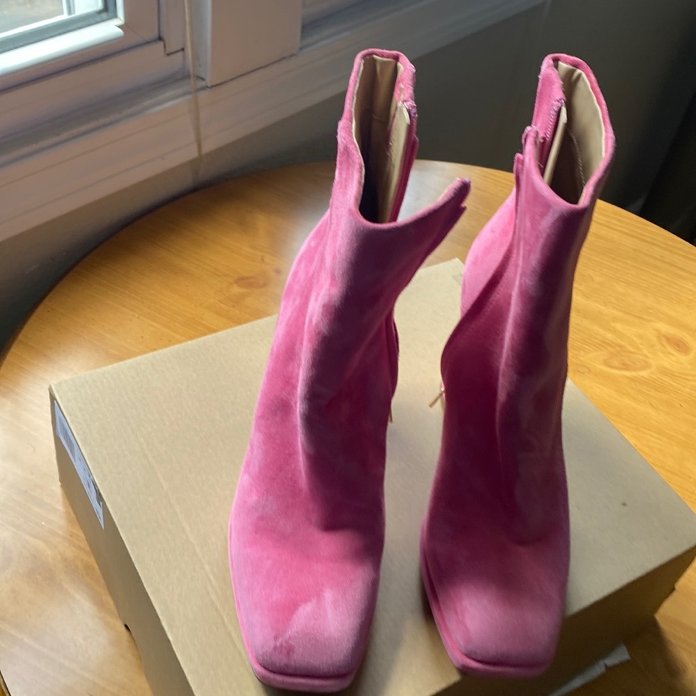 Beautiful pink Booties, my favorite pop of colors
